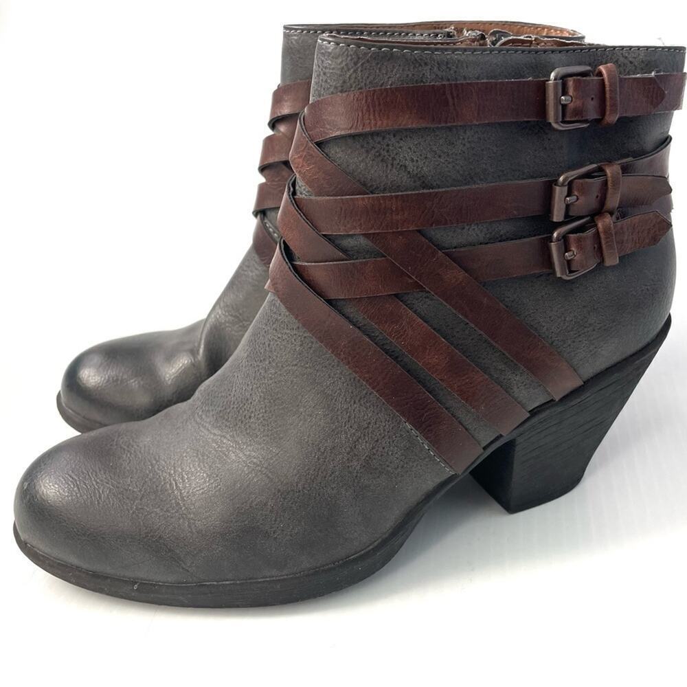 Euro soft by sofft Phoebe bootie strappy faux leather side zip size 9.5